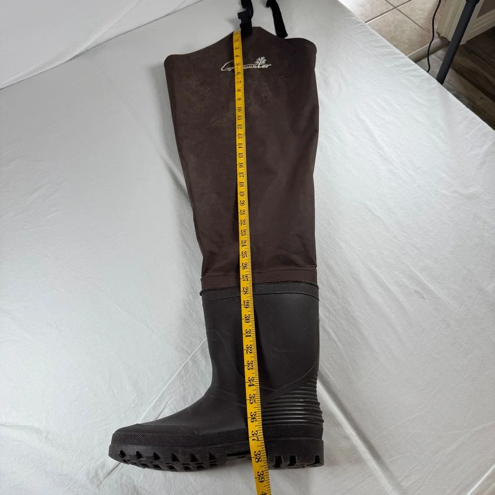 Greenwater Men's Size 13 Brown Nylon PVC Waterproof Fishing Hip Waders Boots